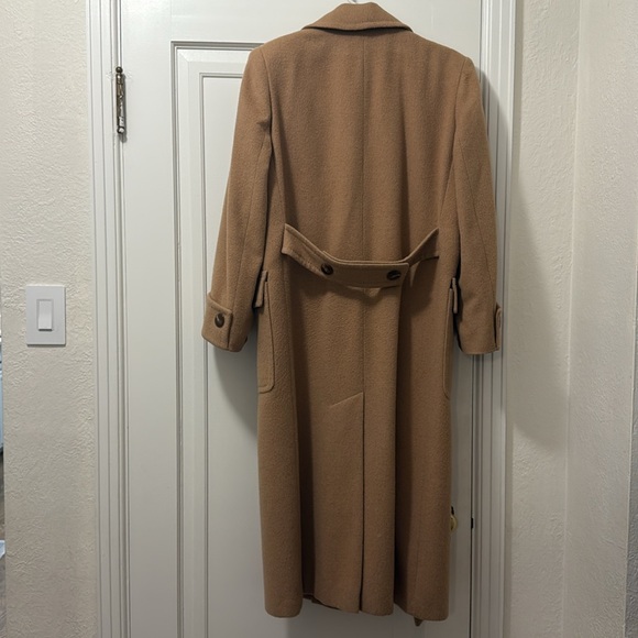 Saks Fifth Avenue Fleurette Camel Vintage Long Pea Coat - Picture 8 of 10